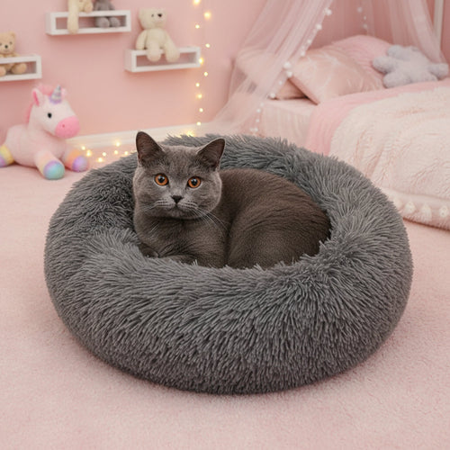 Pet Ultra Soft Long Plush Round Bed