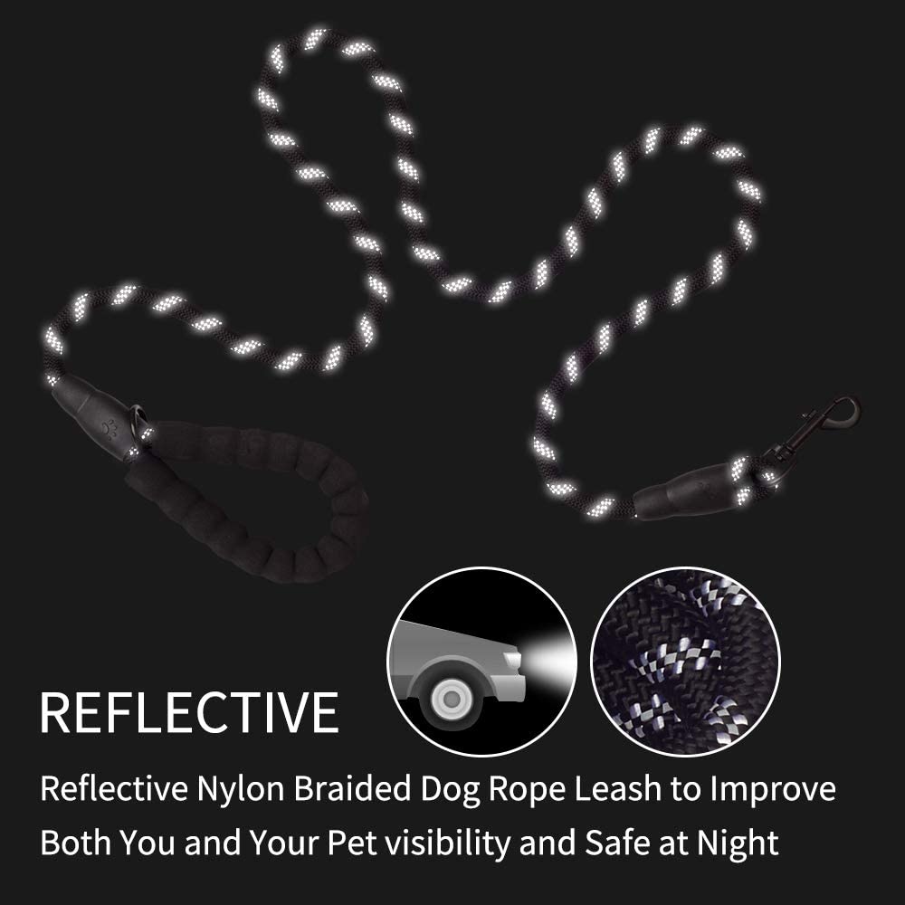 6 FT Dog Leash for Large and Medium Dogs-Black