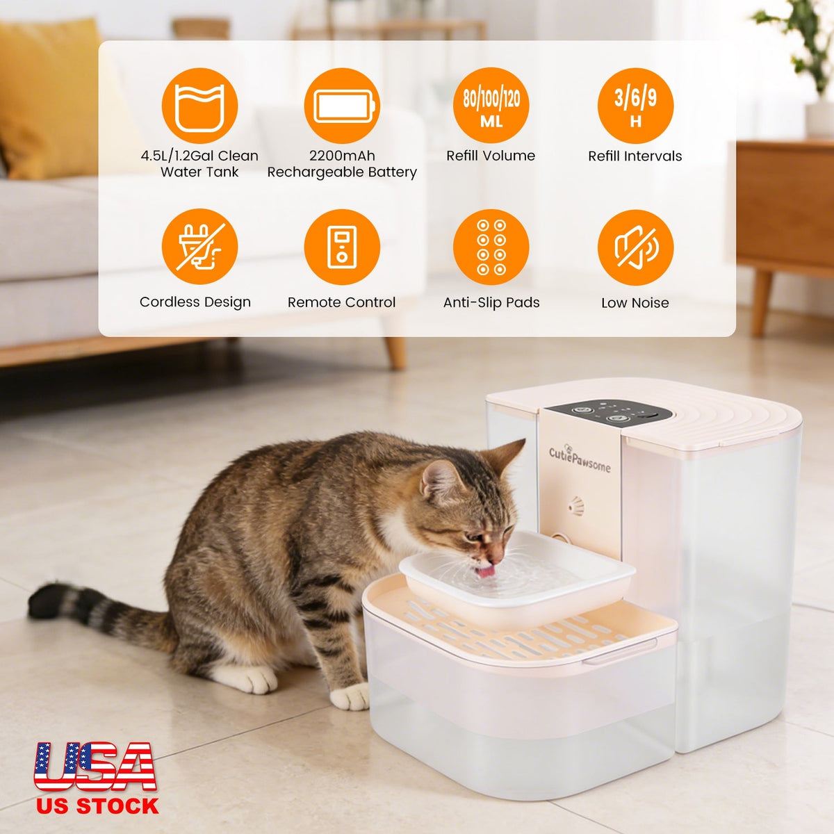 1Pc Smart Pet Water Fountain Automatic Cat Water Dispenser 4.5L